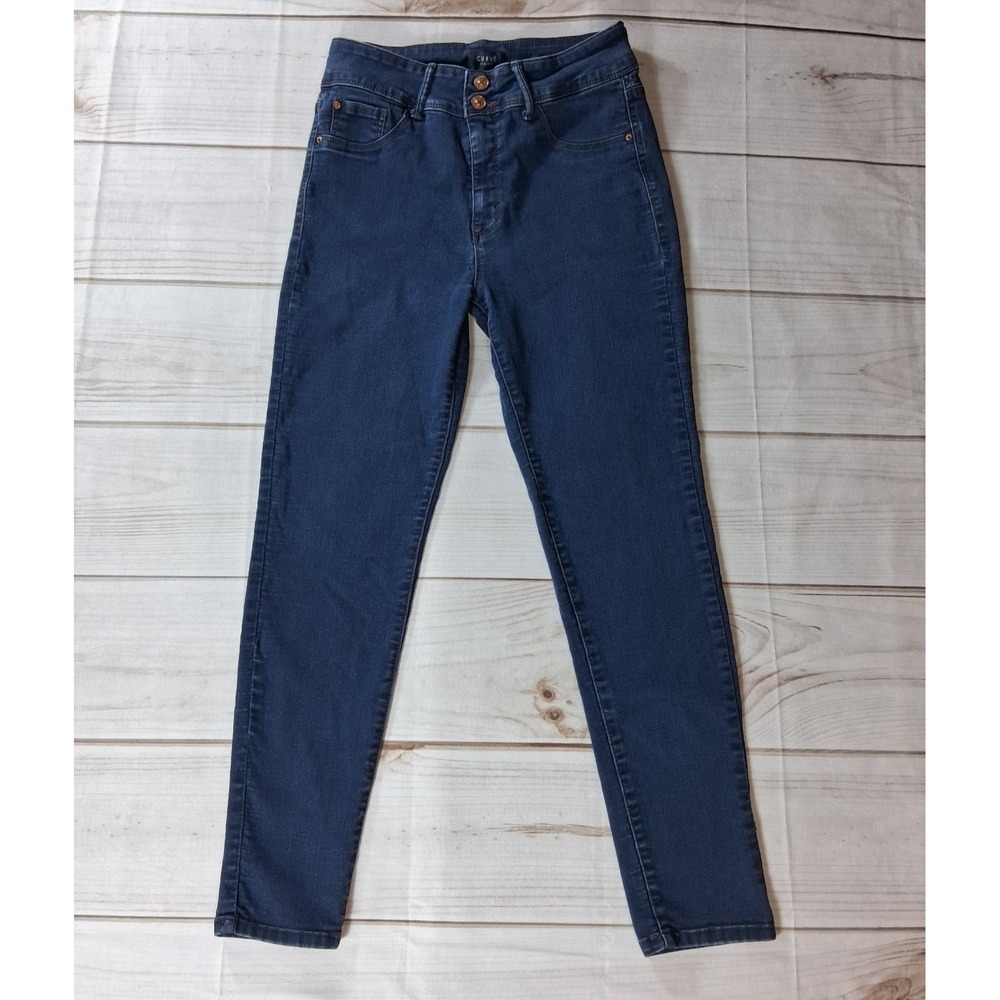 Curve Appeal Curve Creator High Rise Skinny Jeans Womens Sz 10 Dark Blue Wash